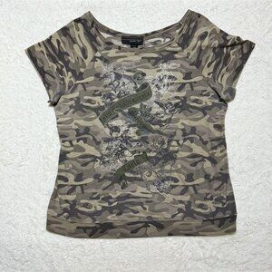 Venezia Camo Top w/Angels Size 14/15 50/50 Cotton/Poly